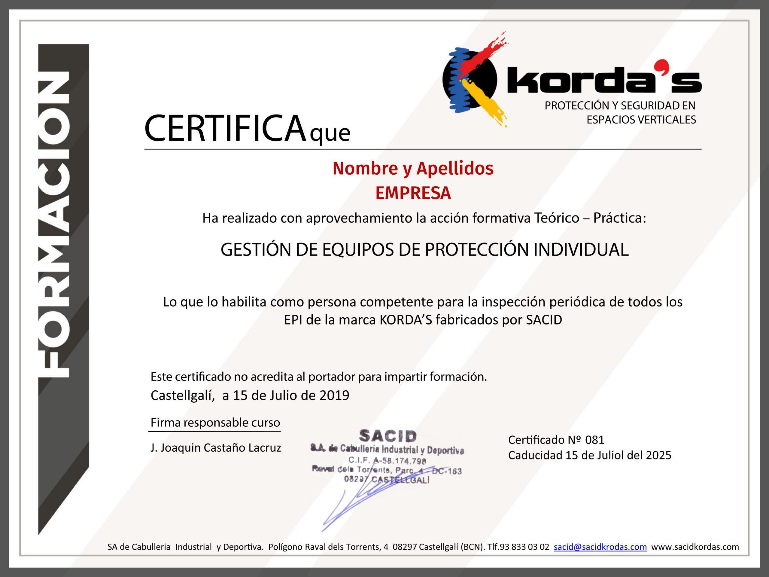 certification kordas